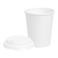 Gobelets de 480 ml en carton blanc avec couvercle troué - 25 unités