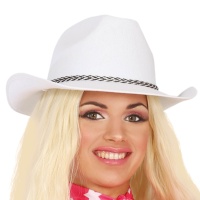 Chapeau blanc de cowboy avec bord incurvé - 57 cm