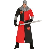 Costume de chevalier médiéval rouge et noir pour homme