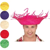 Chapeau de paille pour adulte en couleurs assorties - 55 cm