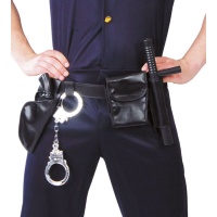 Ceinture de policier avec pistolet, menottes, sacoche et matraque