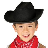 Chapeau noir de cowboy pour enfants - 53 cm