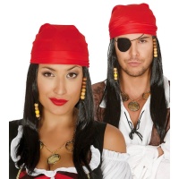 Perruque de pirate avec foulard rouge