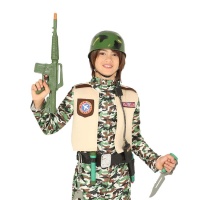 Ceinture avec accessoires et casque de militaire pour enfant