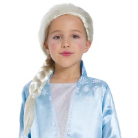 Perruque blanche avec tresse de reine des neiges pour enfant