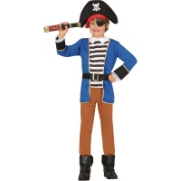 Déguisement de capitaine pirate bleu pour enfant