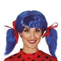 Perruque bleue de Ladybug avec couettes