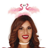 Bandeau de couple flamant rose avec plumes