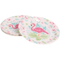 Assiettes en carton flamant rose hawaïen de 23 cm - 8 unités