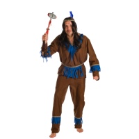 Costume d'indien marron et bleu pour homme