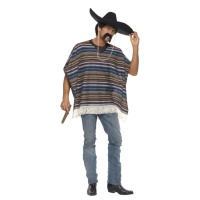 Poncho mexicain à rayures pour adulte