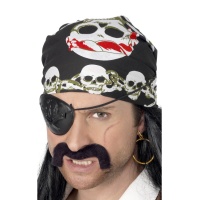 Foulard de pirate noir avec des crânes