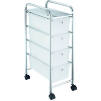 Chariot auxiliaire de 80,5 x 39 x 24 cm avec 4 tiroirs blanc