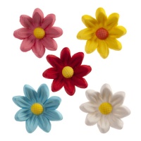 Figurines en sucre de marguerites multicolores de 3 cm - Dekora - 77 unités