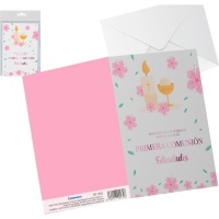 Carte de voeux Communion rose