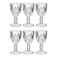 Verre de 254 ml pour eau diamant avec bord couleur or - 6 unités