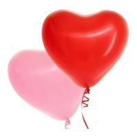 Ballons en latex en forme de coeur rouges et roses de 28 cm - 6 unités