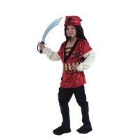 Costume de pirate rouge avec crâne pour enfant