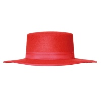 Chapeau cordouan rouge avec ruban - 56 cm