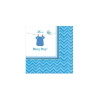 Serviettes de Blue Baby Party de 12,5 x 12,5 cm - 16 unités