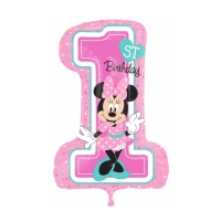 Ballon numéro 1 Joyeux anniversaire de Minnie Mouse de 48 x 71 cm - Anagram