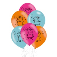 Ballons en latex Peppa Pig de 28 cm - 6 unités