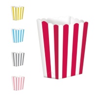 Boîte à Popcorn Rayée de 13 cm - 5 unités