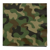 Serviettes de Camouflage Militaire vert de 16,5 x 16,5 cm - 20 unités