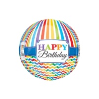 Ballon Orbz Joyeux Anniversaire Arc-en-ciel de 38 x 40 cm - Anagram