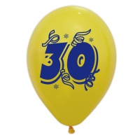 Ballons 30e anniversaire de 25 cm - 8 unités