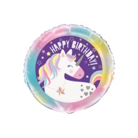 Ballon licorne joyeux anniversaire de 45 cm - Qualatex