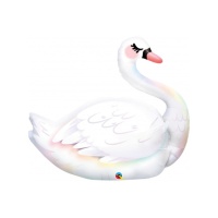 Ballon cygne blanc iridescent de 89 cm - Qualatex