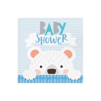 Serviettes Ours Baby Shower de 16,5 x 16,5 cm - 16 unités