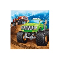 Serviettes Monster Trucks de 16,5 x 16,5 cm - 16 unités