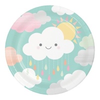 Assiettes Clouds Party de 22 cm - 8 unités