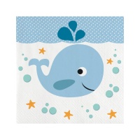 Serviettes Little Whale de 16,5 x 16,5 cm - 20 unités