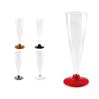 Verres en plastique de 140 ml avec pied couleur champagne - 4 unités