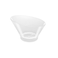 Bols de 10,5 cm ronds asymétriques en plastique transparent - 25 unités