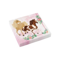 Serviettes Cheval Rose de 16,5 x 16,5 cm - 20 unités