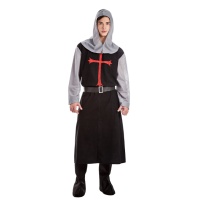 Costume de chevalier templier noir pour homme