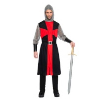 Costume de chevalier croisé rouge et noir pour homme