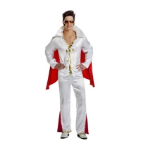 Costume de roi du rock avec cape rouge pour homme