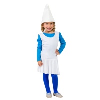 Costume de nain bleu avec gants pour fille