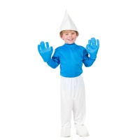 Costume de lutin bleu avec gants pour enfant