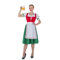 Déguisement allemand d'Oktoberfest rouge et vert pour femme