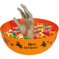 Bol orange Trick or treat avec main de 25 cm