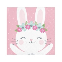 Serviettes Lapin Bébé de 12,5 x 12,5 - 16 unités