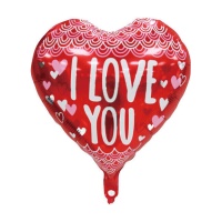 Ballon I Love You en forme de coeur rouge de 45 cm