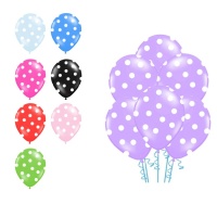 Ballons en latex à pois blancs 30 cm - PartyDeco - 6 unités