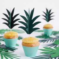 Pics à cupcakes en forme de feuille d'ananas - 6 pièces